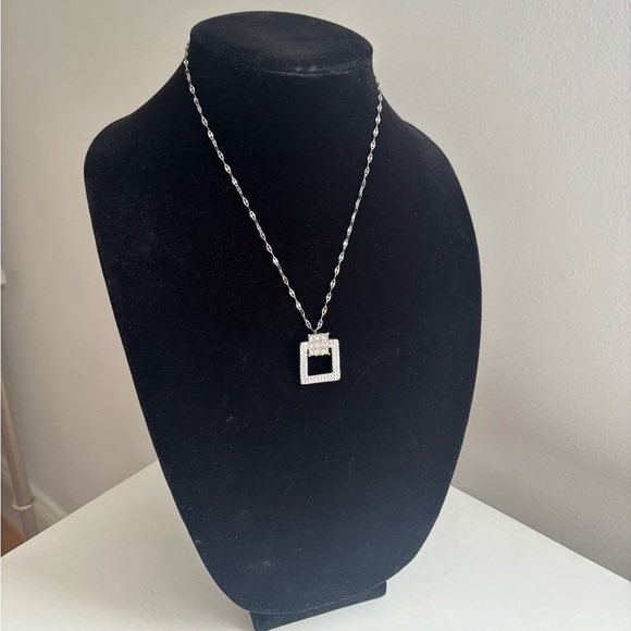 Jewelry - Silver Square Pendant Necklace - Women’s Elegant Silver Jewelry